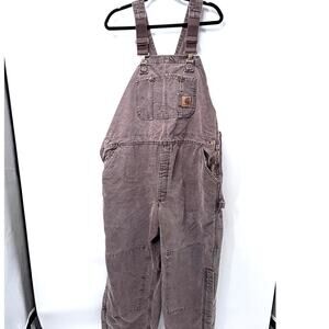 Carhartt Men's Quilt-Lined Duck Bib Overalls Brown - Size 40x30 (No Size Tag)